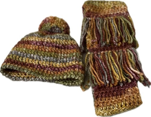 Autumn Sunset Beanie and Scarf Crochet Set