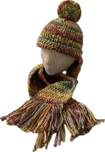 Autumn Sunset Beanie and Scarf Crochet Set