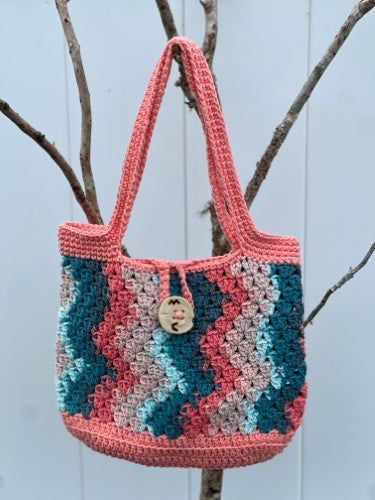 Hard Peach Chevron Crochet Bag