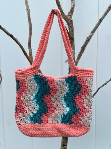 Hard Peach Chevron Crochet Bag