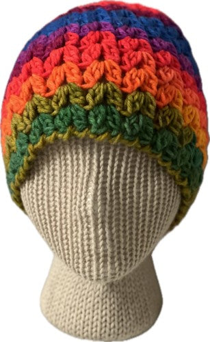 Rainbow Stripes Crochet Beanie