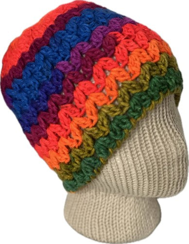 Rainbow Stripes Crochet Beanie