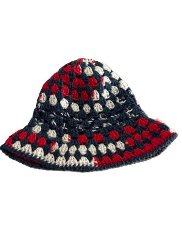 Crochet Bucket Hats - Red, White and Boom!